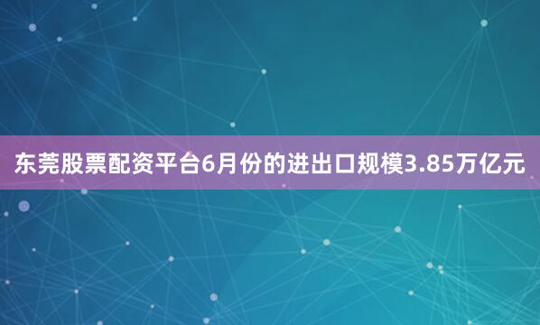 东莞股票配资平台6月份的进出口规模3.85万亿元