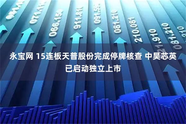 永宝网 15连板天普股份完成停牌核查 中昊芯英已启动独立上市